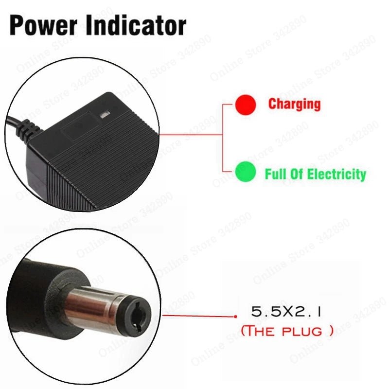Carregador de Bateria de Lítio 36V/42V 2A — Bike e Patinete Elétrico