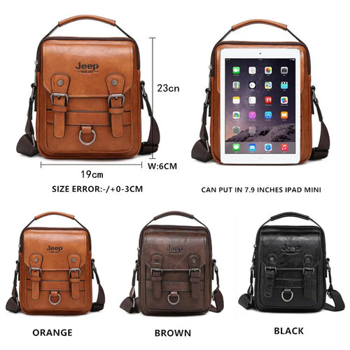 Bolsa Masculina de Couro JEEP BULUO — Transversal Grande Capacidade