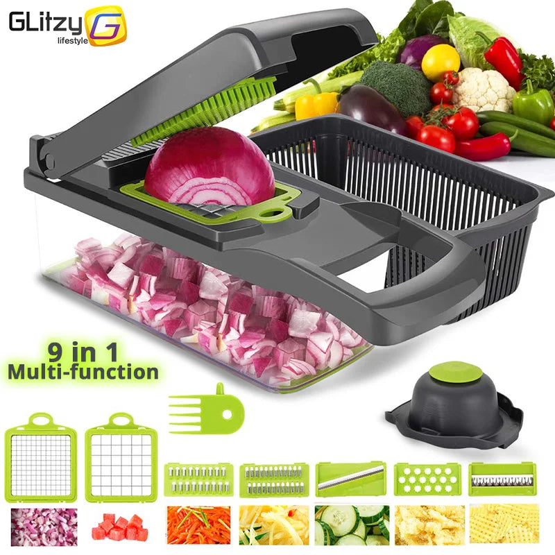 Cortador de Legumes Multifuncional 6 em 1 — Fatiador e Ralador de Inox
