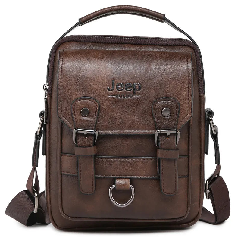 Bolsa Masculina de Couro JEEP BULUO — Transversal Grande Capacidade