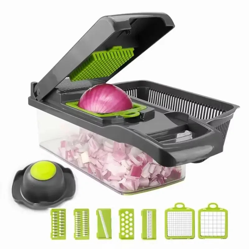 Cortador de Legumes Multifuncional 6 em 1 — Fatiador e Ralador de Inox