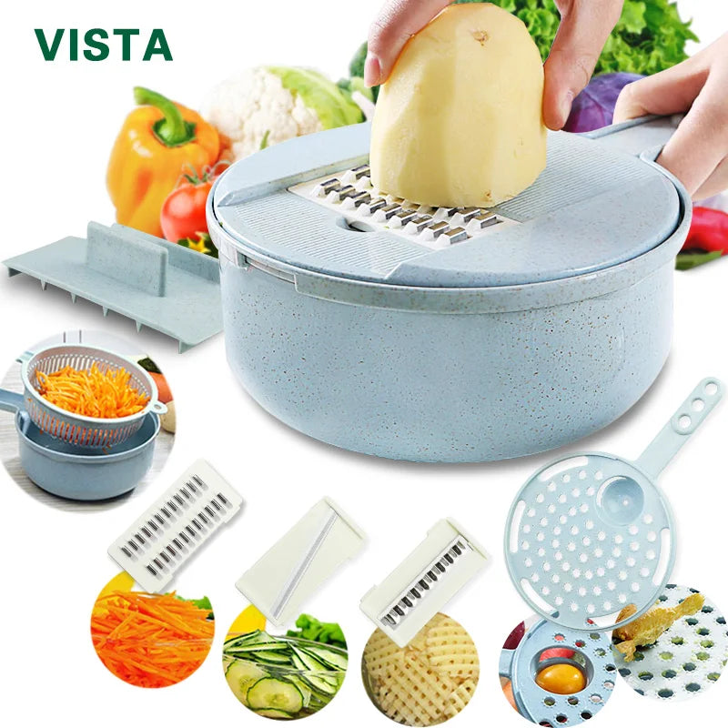Cortador de Legumes Multifuncional 6 em 1 — Fatiador e Ralador de Inox