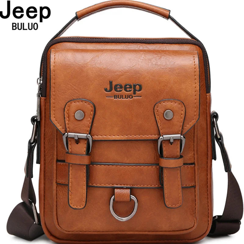 Bolsa Masculina de Couro JEEP BULUO — Transversal Grande Capacidade